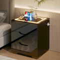 LED Nightstand with Wireless Charging Station 3 Drawers I94893