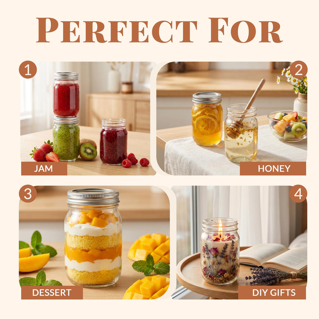 20 Pcs 12oz Glass Mason Jars With Lids X5786