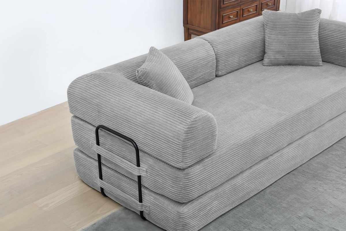 Light Gray Convertible Sleeper Sofa U4011