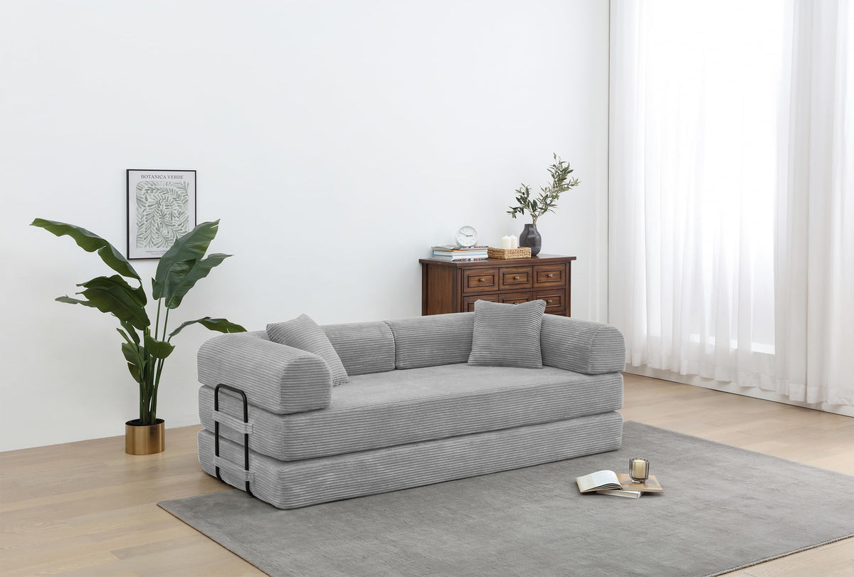 Light Gray Convertible Sleeper Sofa U4011
