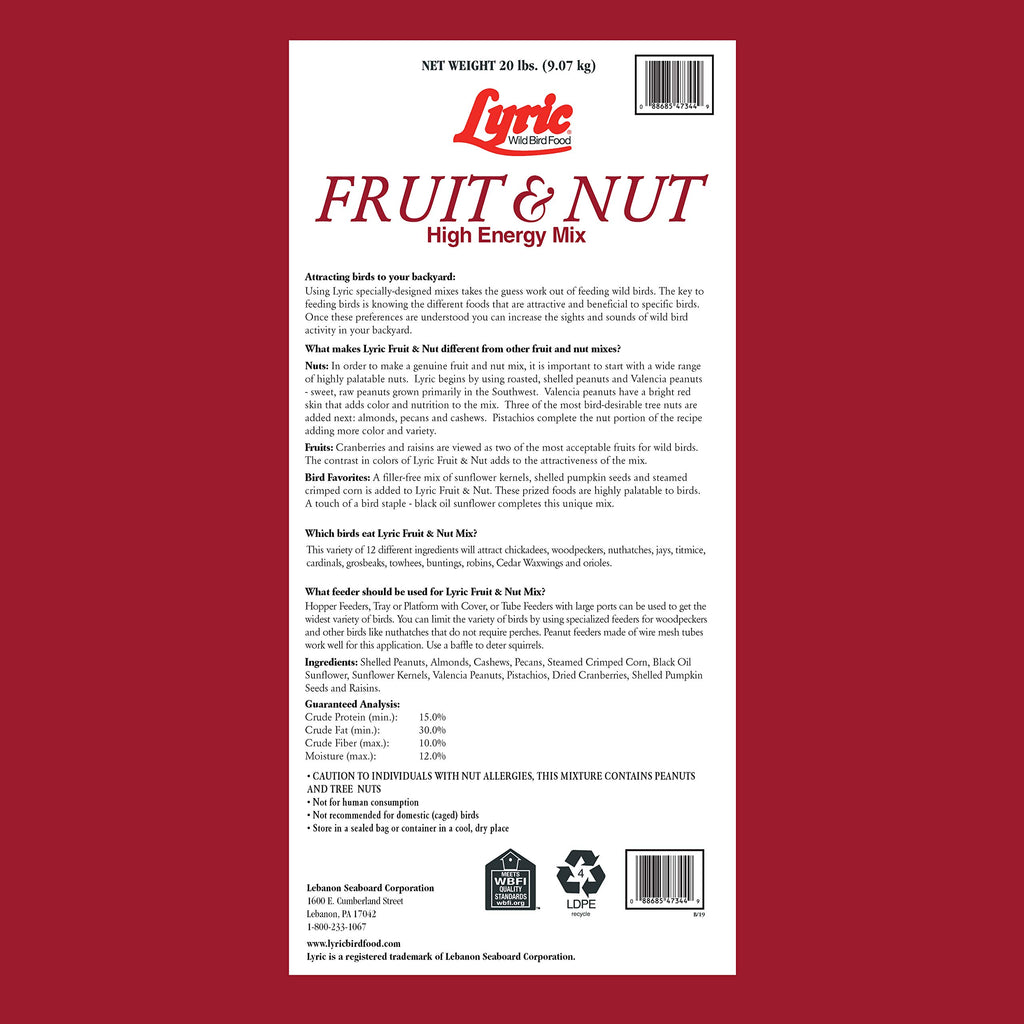 Fruit and Nut Wild Bird Seed Mix 20 lbs R159