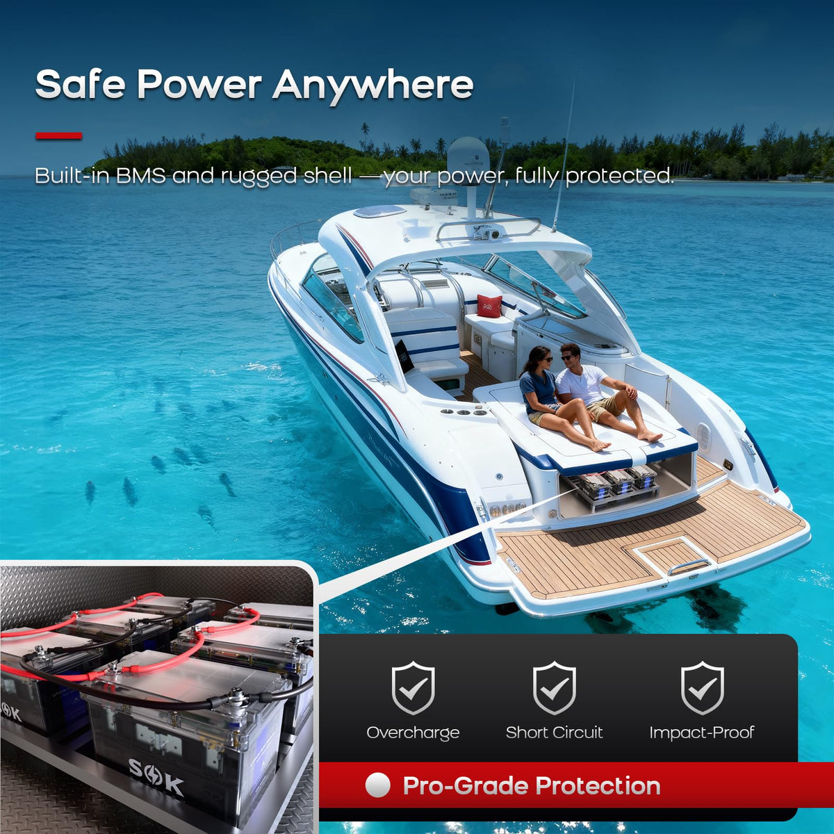 12V 100Ah LiFePO4 Marine Battery BCI Group 24 D8007