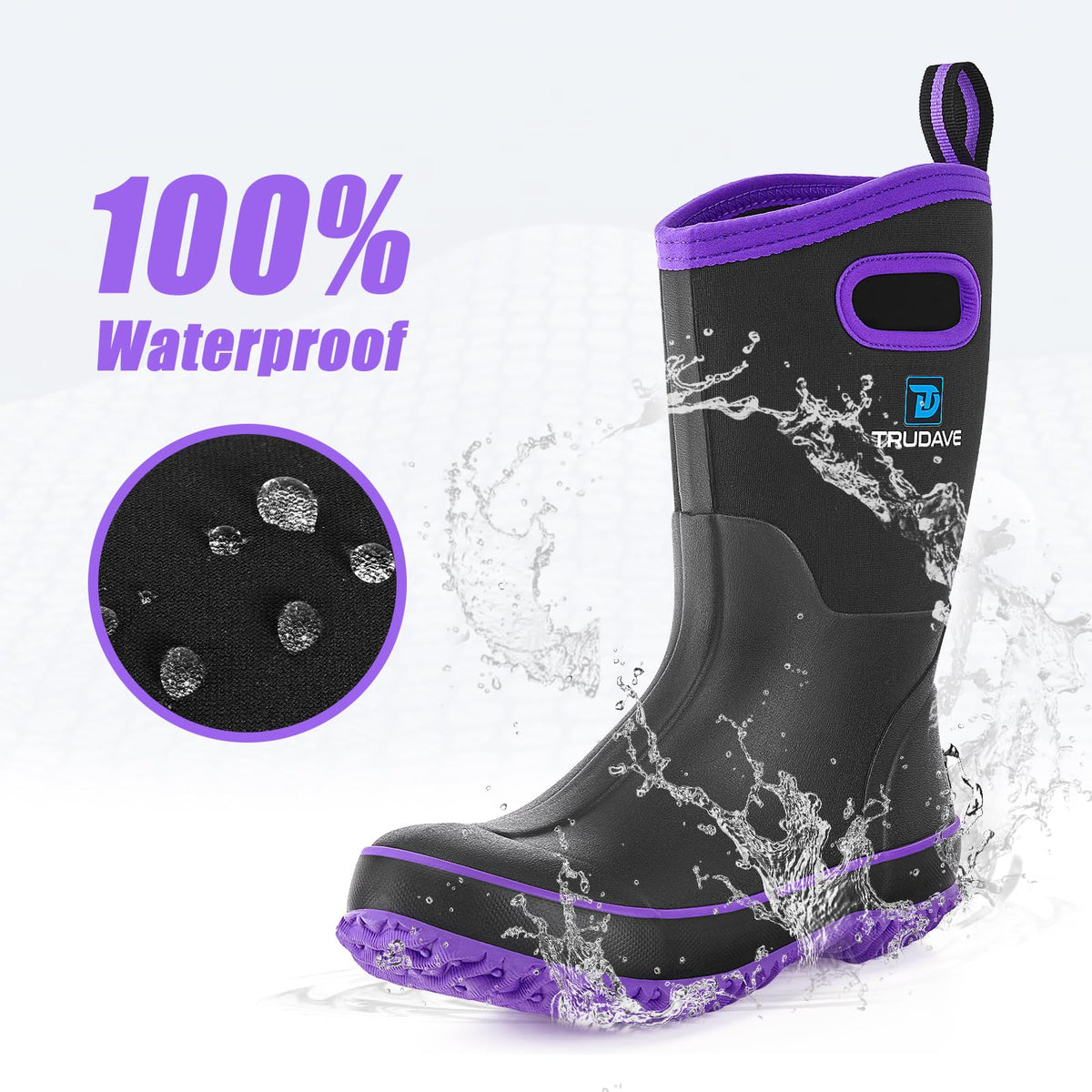 Mid Calf Waterproof Neoprene Insulated Rubber Boots X2749