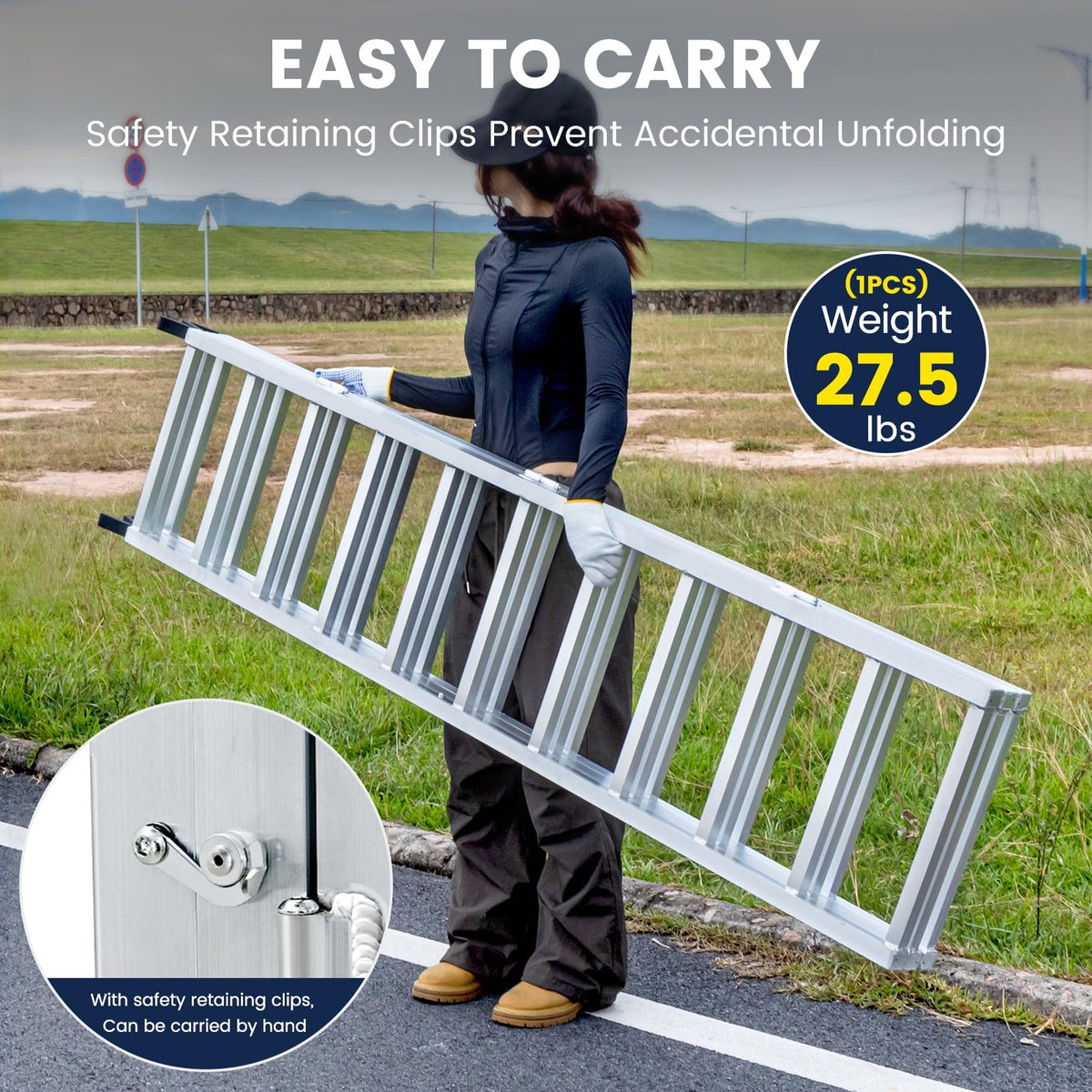 77" x 54" Tri-Fold Aluminum Loading Ramp, 1800 lbs Capacity W819