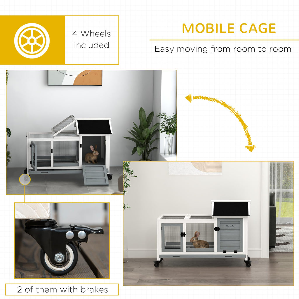 Wooden Rabbit Hutch with Wheels S9834