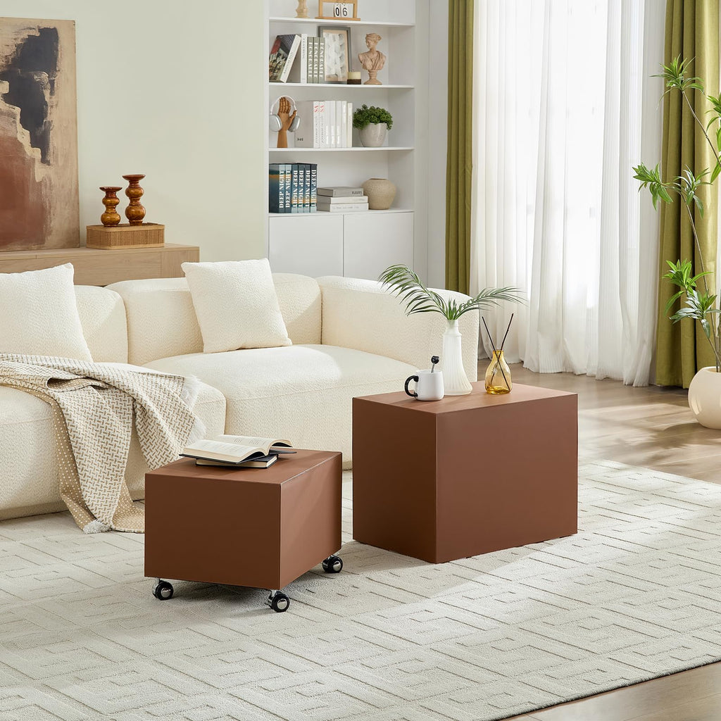 Brown MDF Leather Accent Table N185025