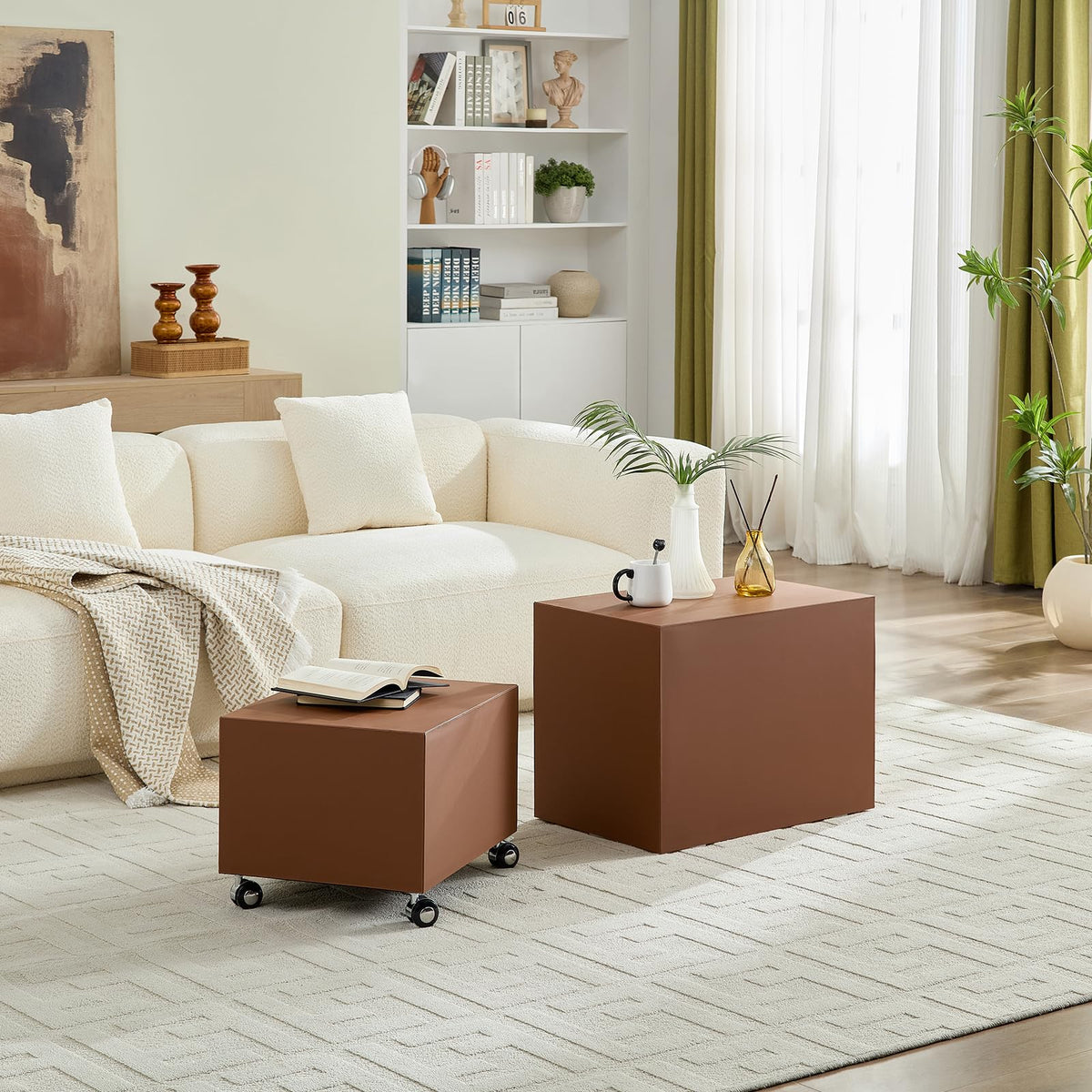 Brown MDF Leather Accent Table N185025