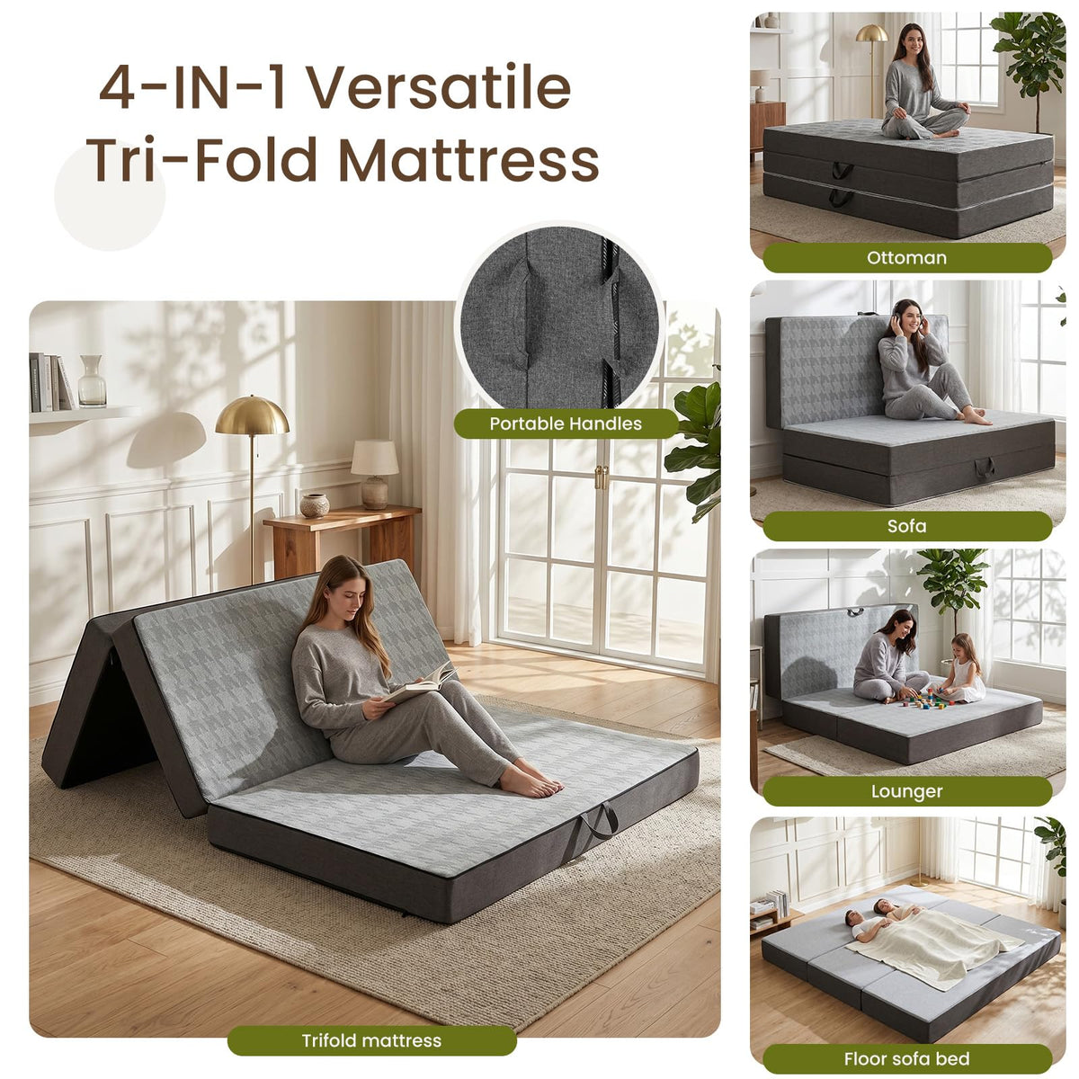6" Trifold Full Size Memory Foam Mattress S741513