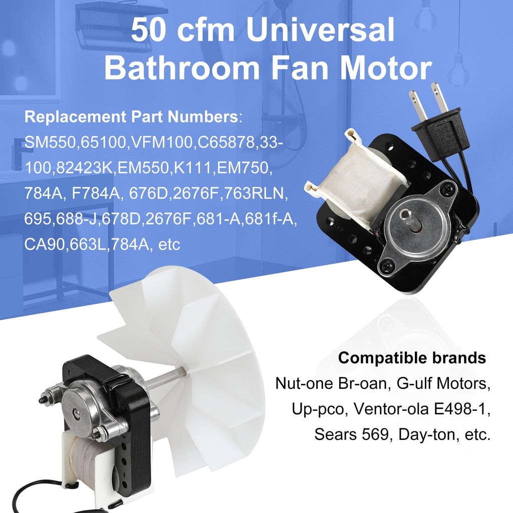 Bathroom Exhaust Fan Motor Replacement Kit 50CFM 120V Q2036