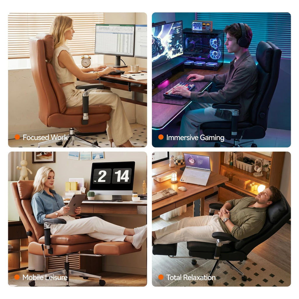 Brown Reclining Executive Office Chair with Flip-Up Armrests Y2163