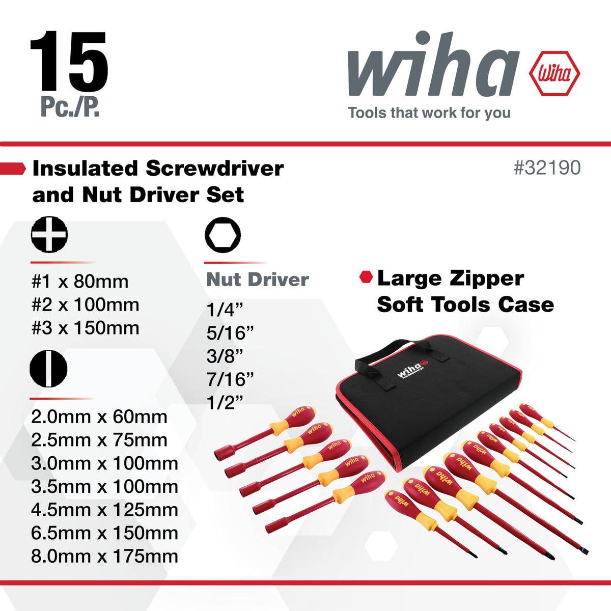 Slotted Phillips Insulated Screwdriver Set 15 Piece T816