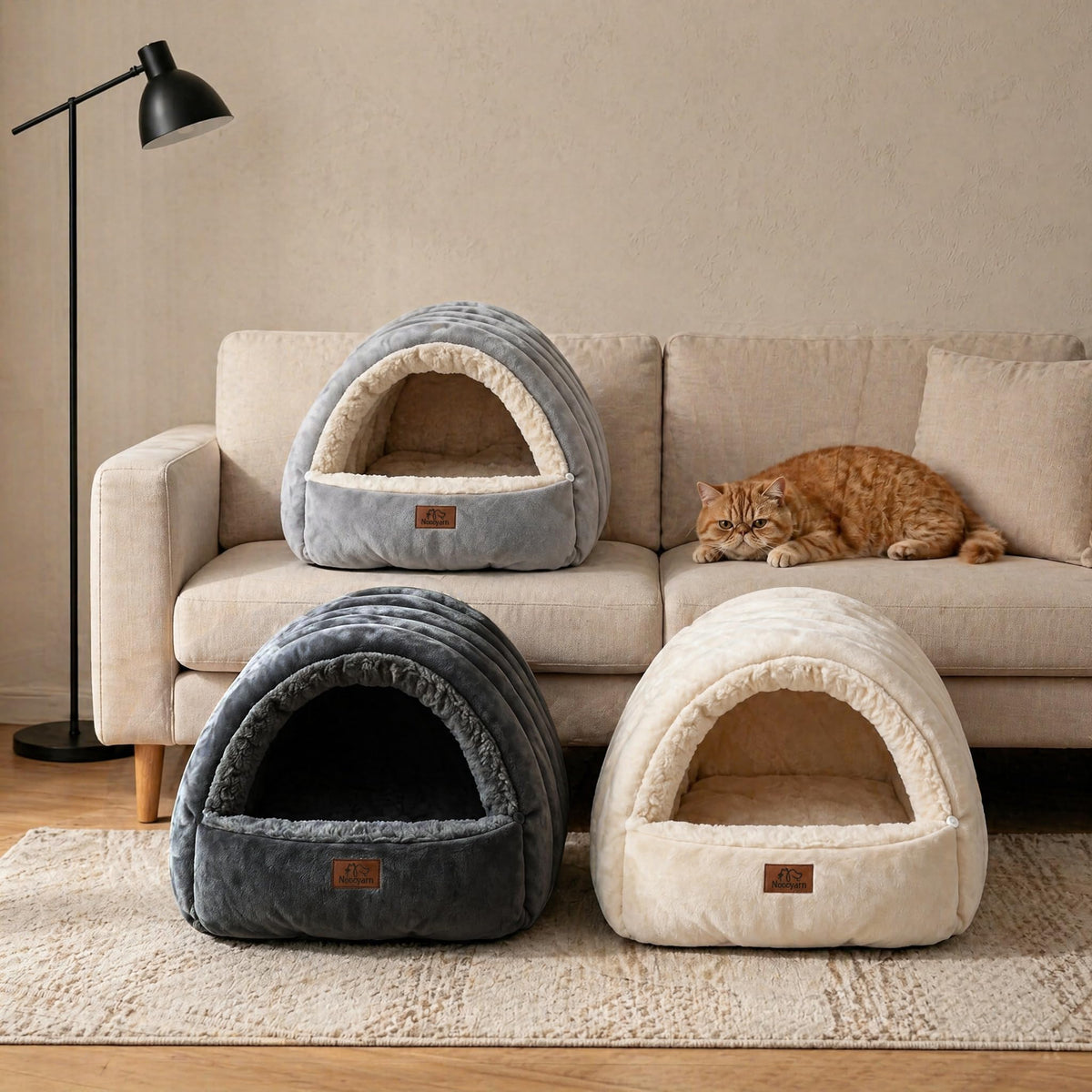 Covered Cat Bed Cave Grey U87569