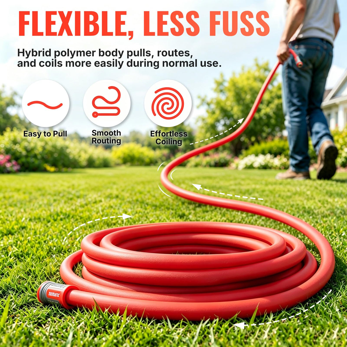 100FT 5/8" Garden Hose Brass Swivel Handle 600 PSI B443