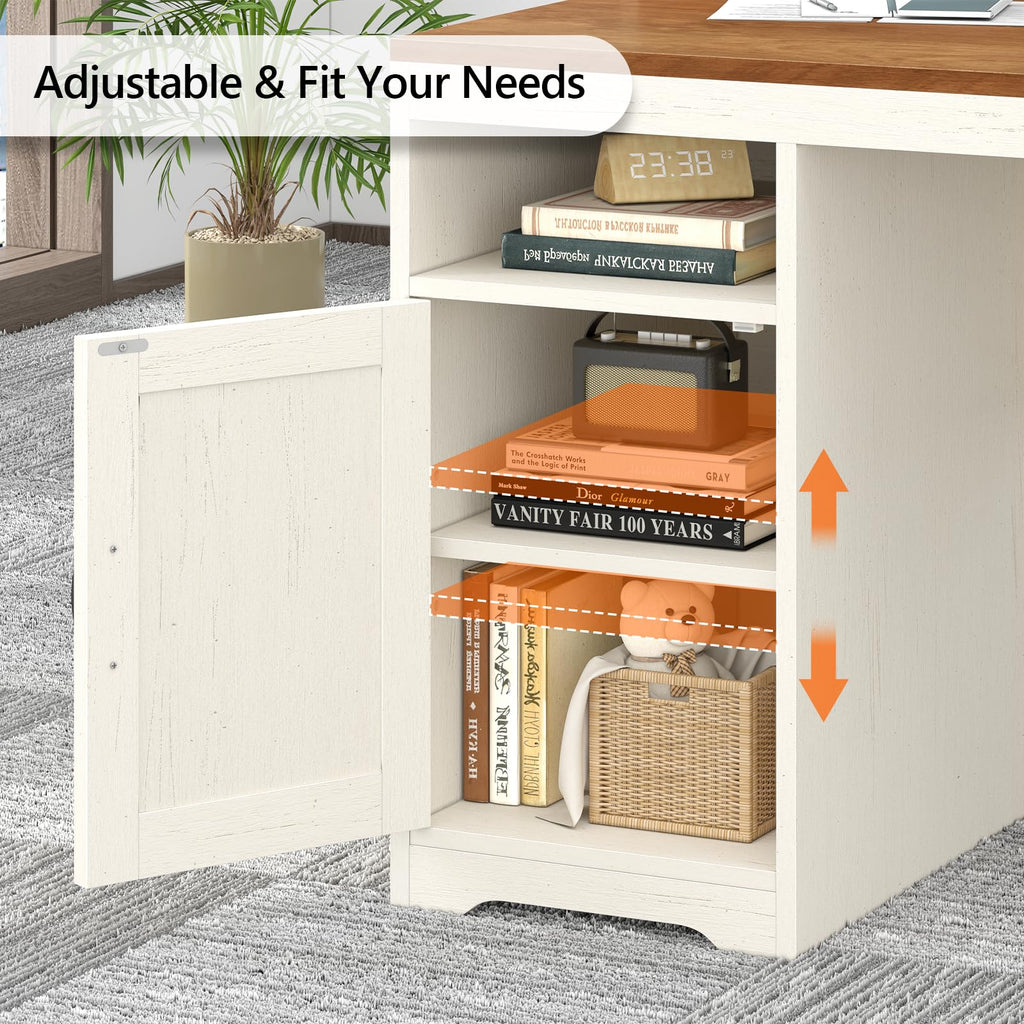65" Computer Desk with Drawers and Printer Stand Q98948