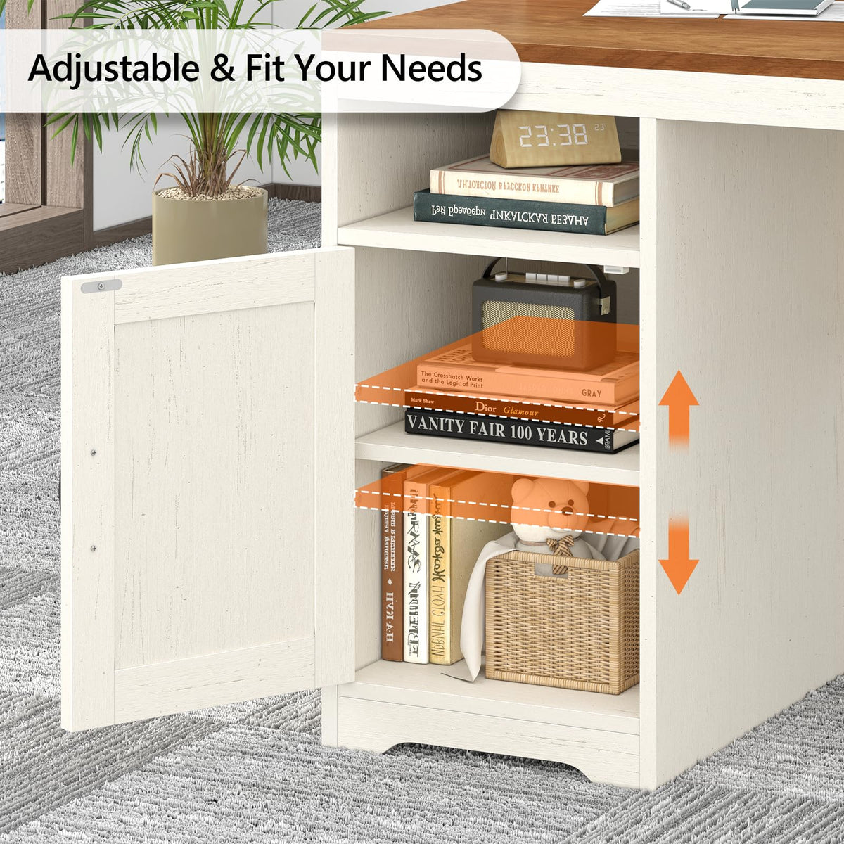 65" Computer Desk with Drawers and Printer Stand Q98948