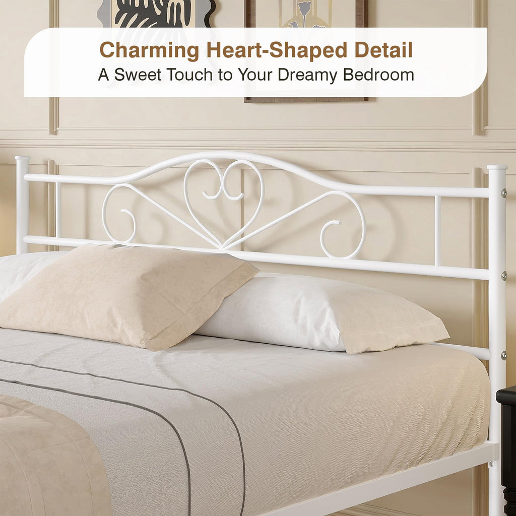 14 Inch Full Size White Metal Platform Bed Frame with Headboard and Footboard Z1997