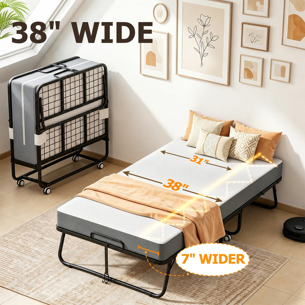 Folding Bed with Mattress Twin 75 x 38 in X4869