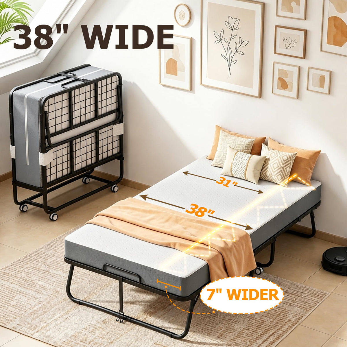 Folding Bed with Mattress Twin 75 x 38 in X4869