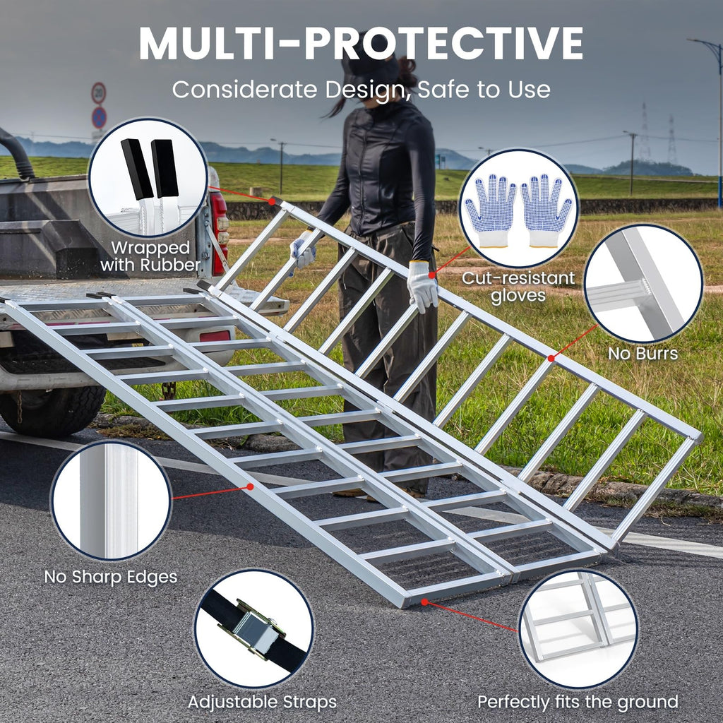 77" x 54" Tri-Fold Aluminum Loading Ramp, 1800 lbs Capacity W819