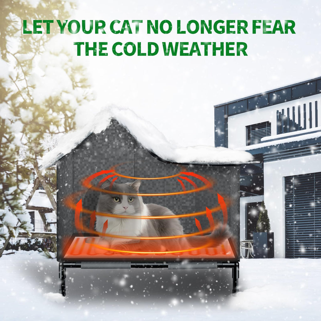 Heated Weatherproof Cat House with Heating Pad N2481