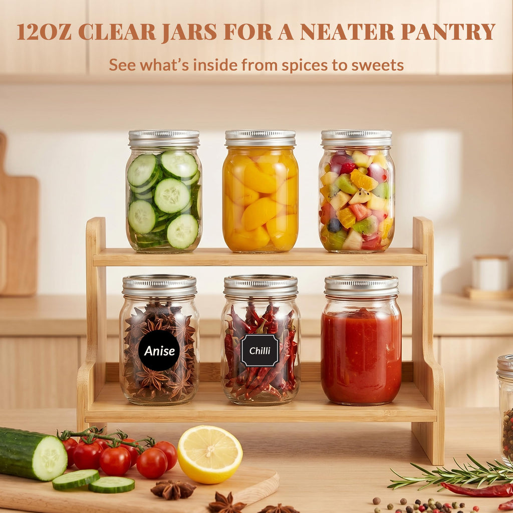 20 Pcs 12oz Glass Mason Jars With Lids X5786