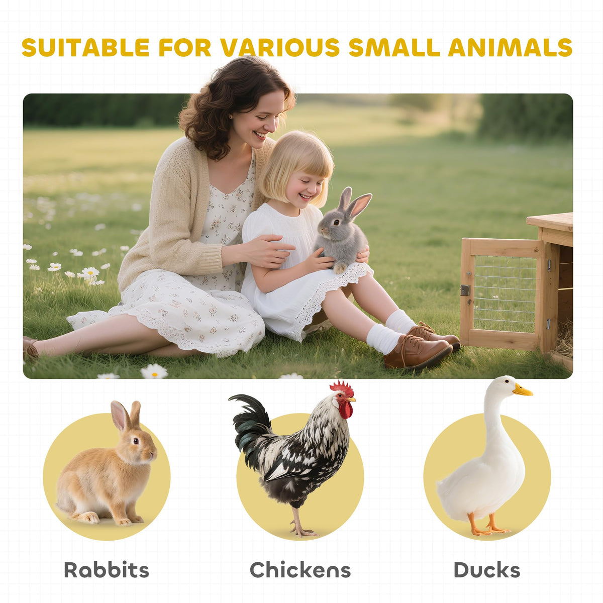 Wooden Rabbit Hutch with Wheels S9834