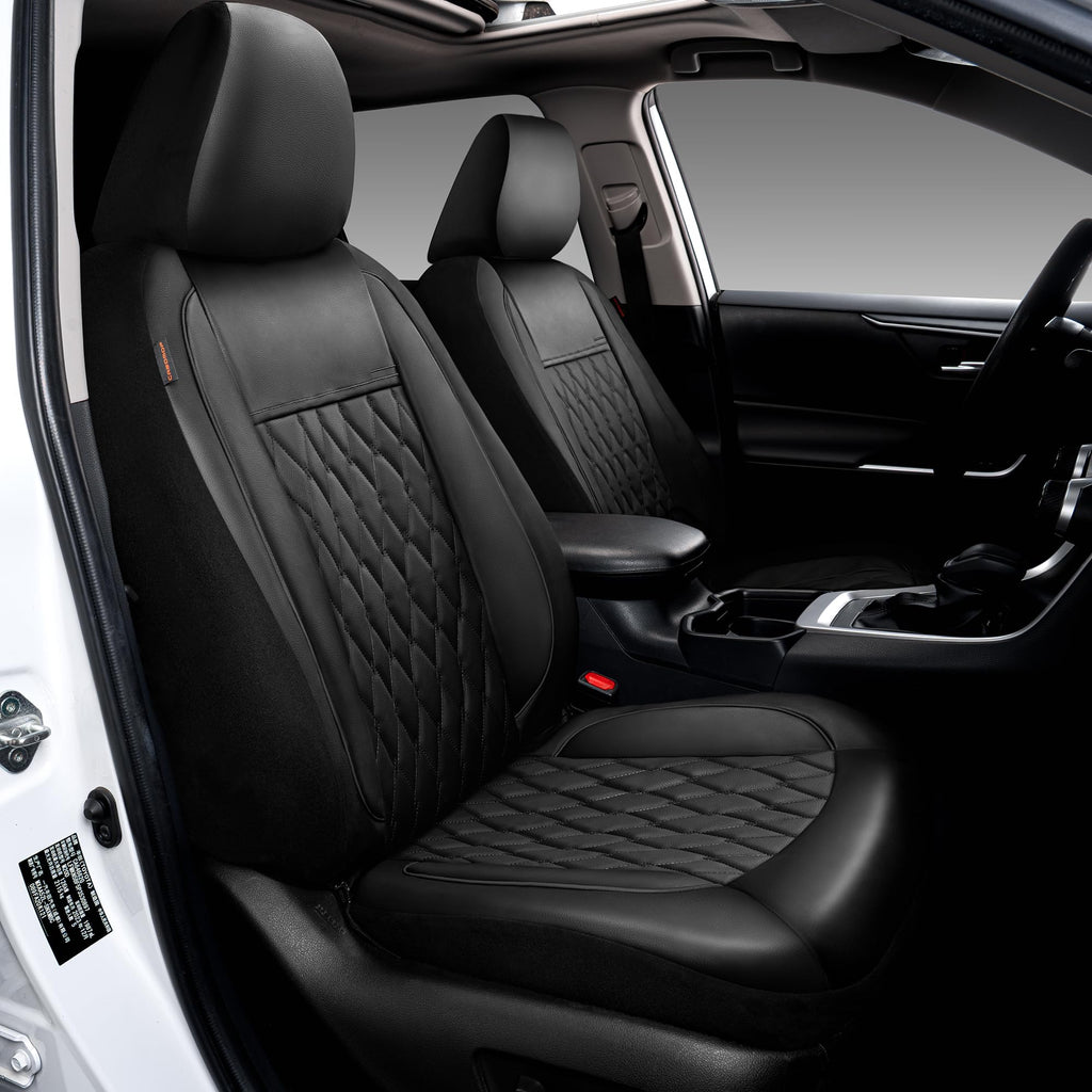 Faux Leather Car Seat Covers Full Set 5-Seat Black Y773