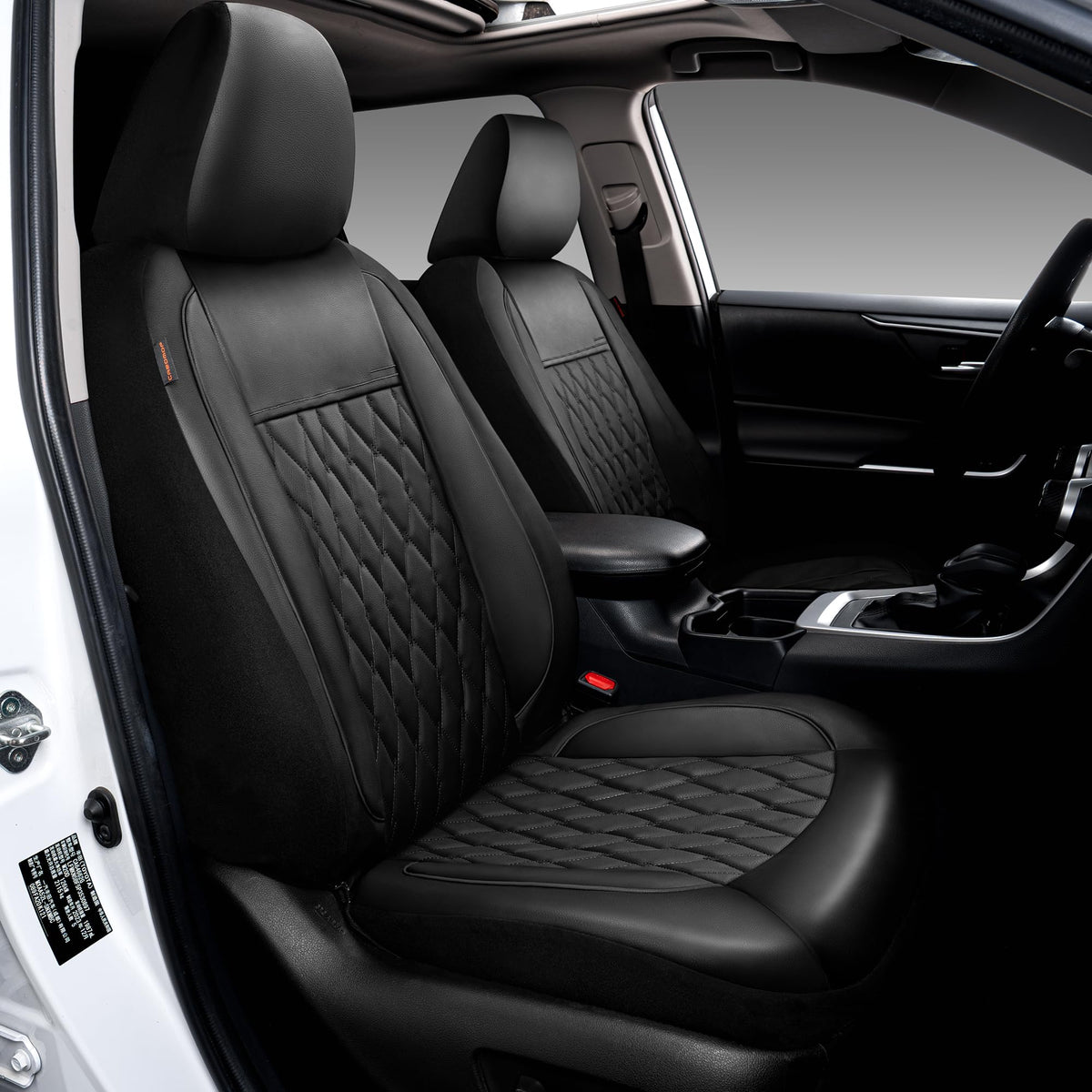 Faux Leather Car Seat Covers Full Set 5-Seat Black Y773