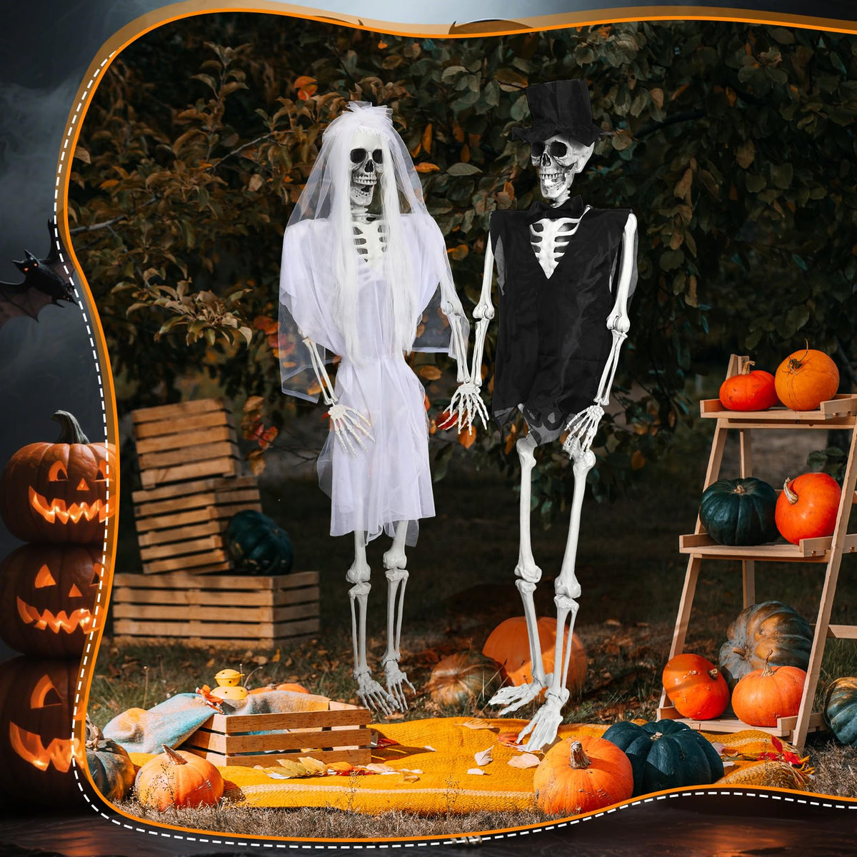 2 Set 5.4 Ft Posable Skeleton Decor S935716