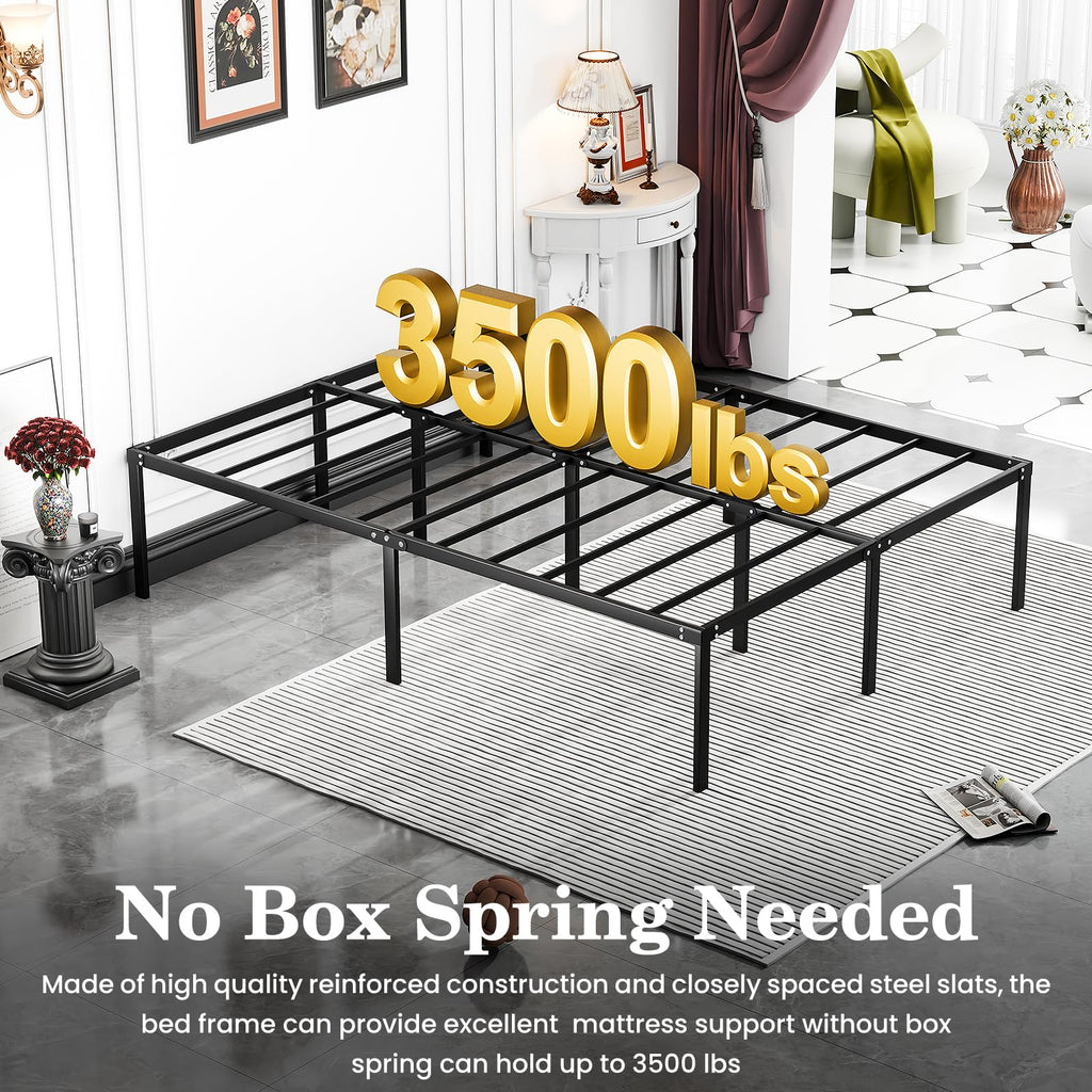 Queen 18 Inch Heavy Duty Metal Platform Bed Frame with Under Bed Storage R8235