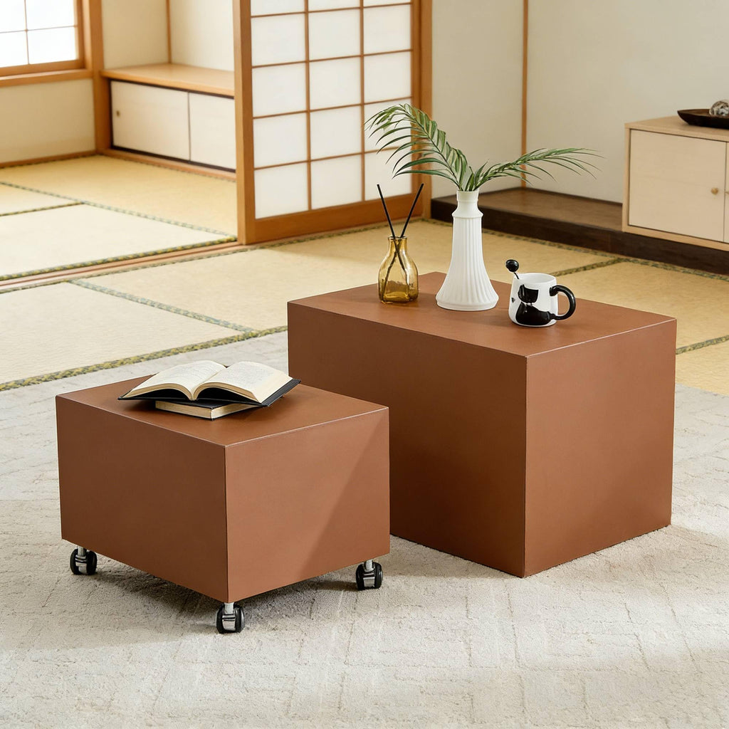 Brown MDF Leather Accent Table N185025
