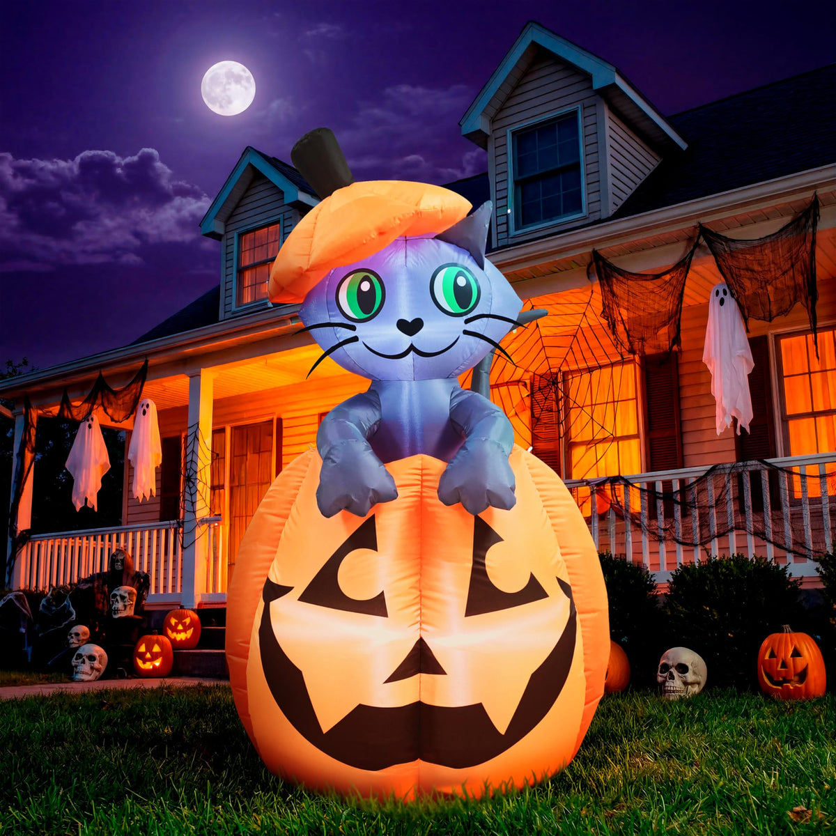 5 FT Animated Pumpkin Inflatable with LEDs A547684