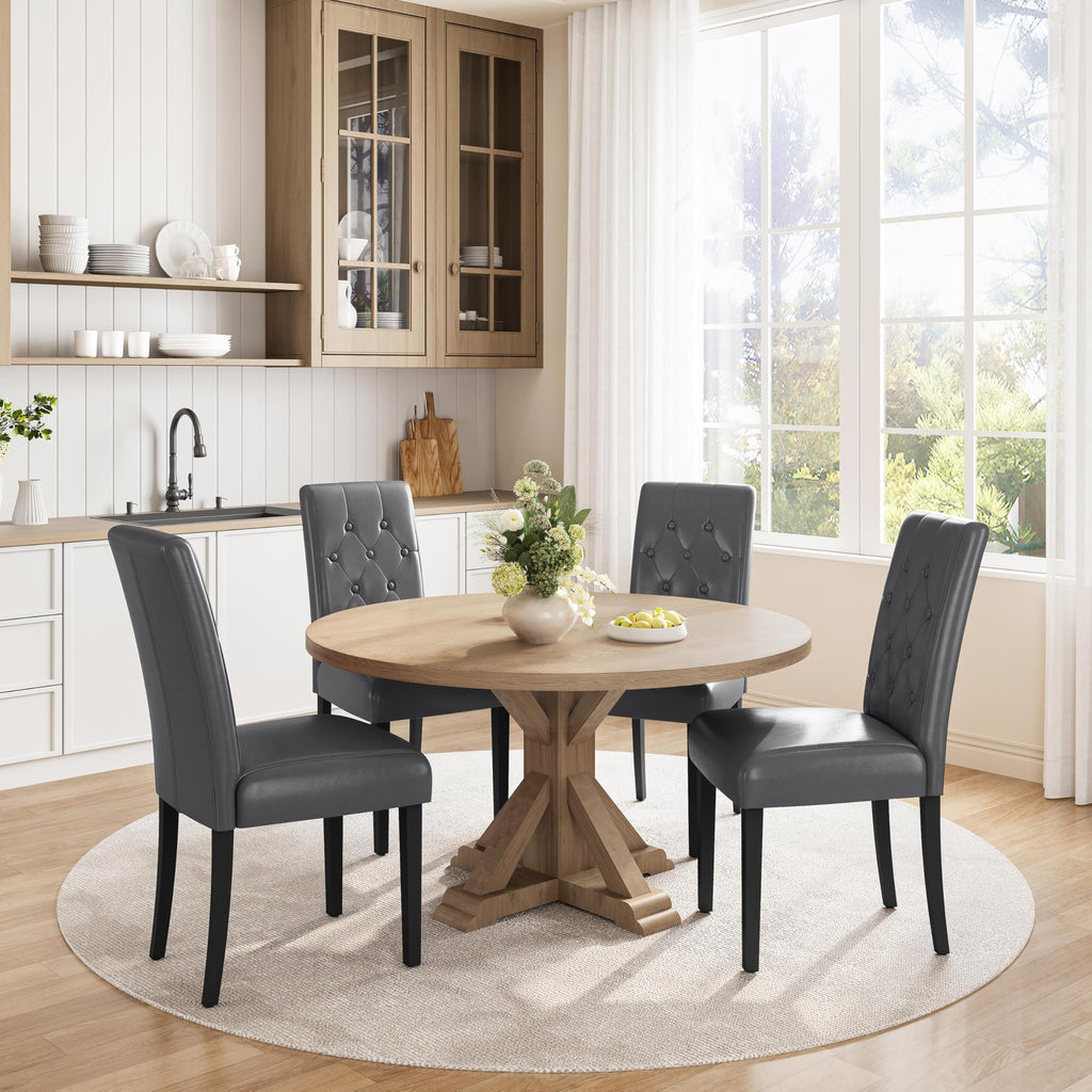 Dining Chairs Set of 2 Tufted Gray I22186