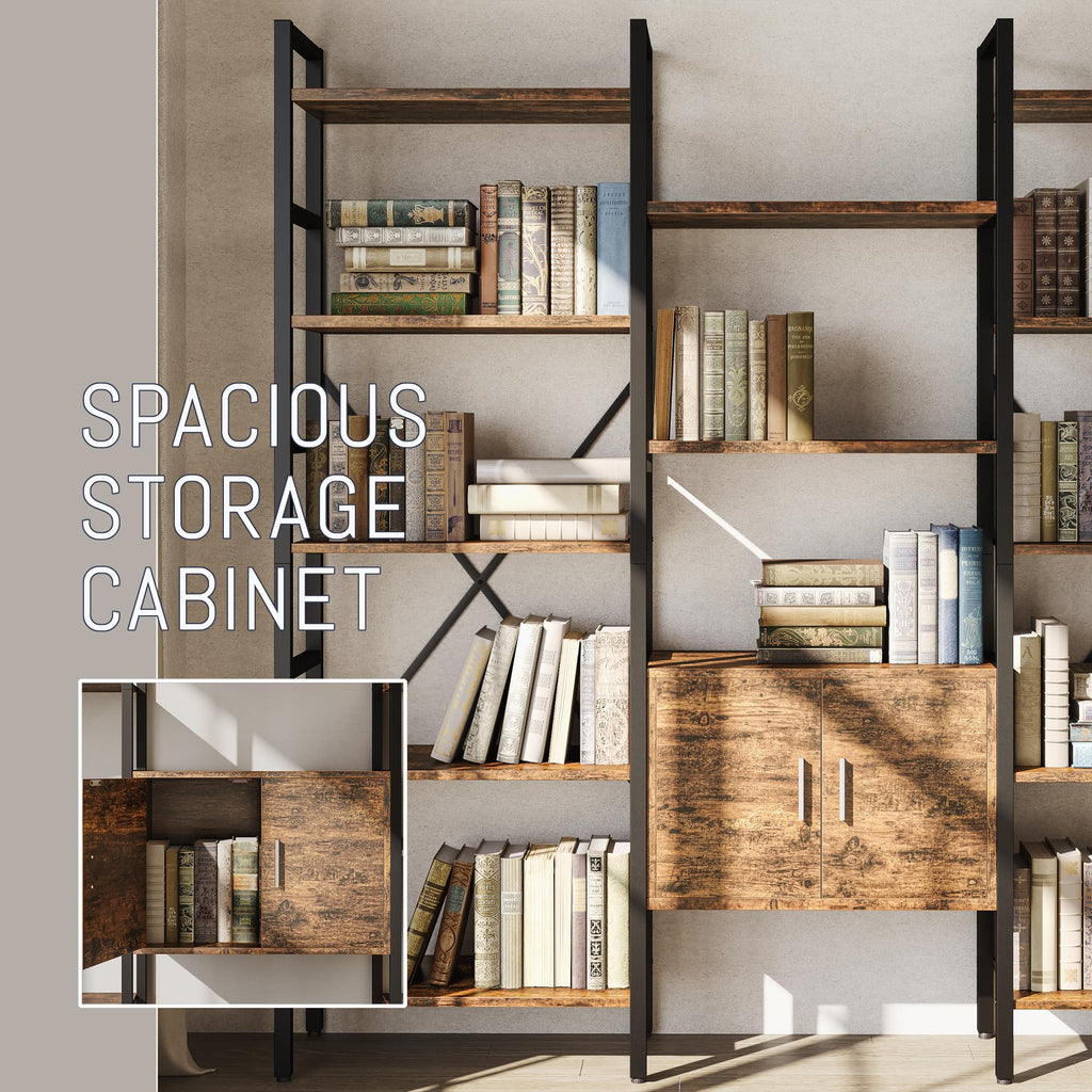 70 x 70" 5 Tier Bookcase with Storage Cabinet Rustic Brown K3814