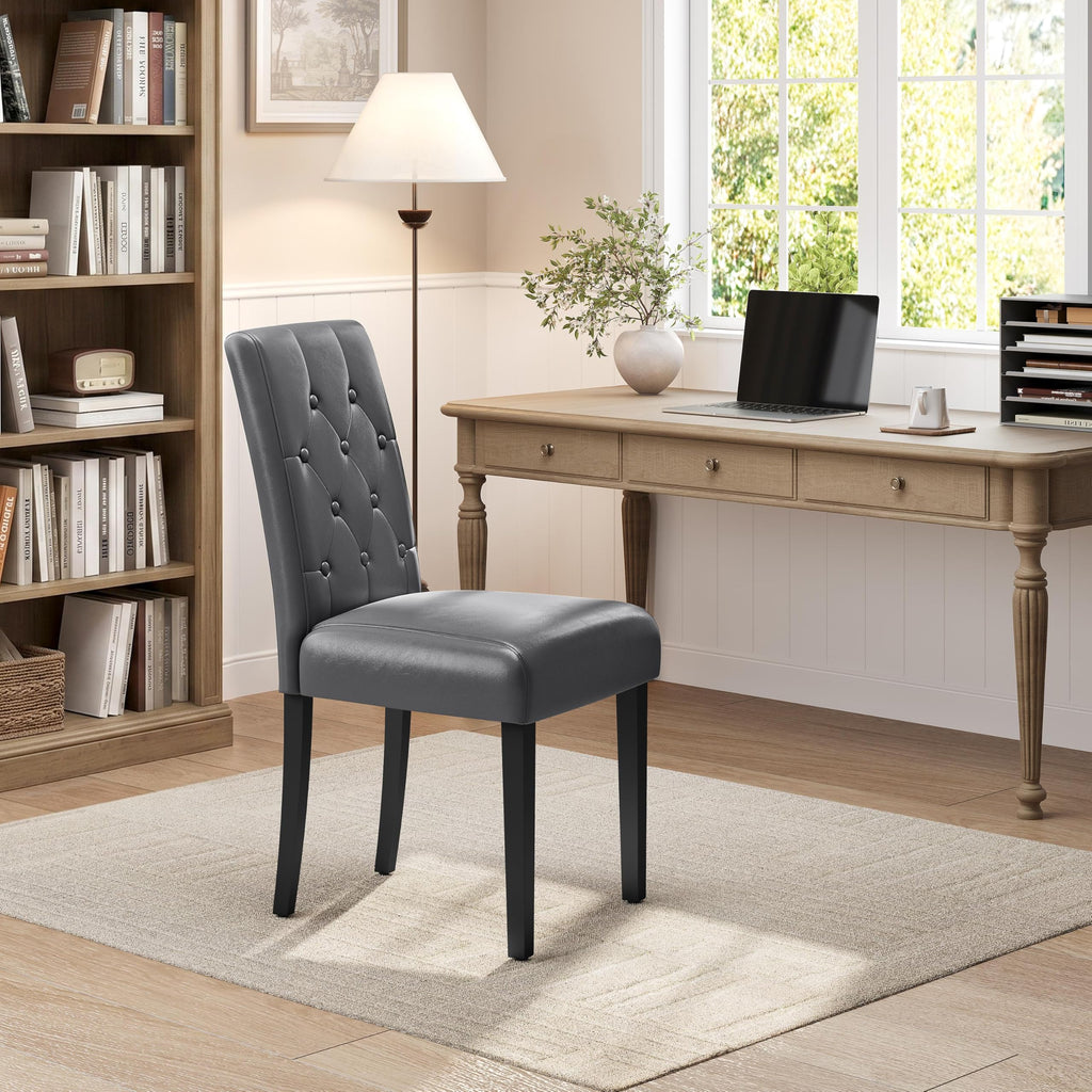 Dining Chairs Set of 2 Tufted Gray I22186