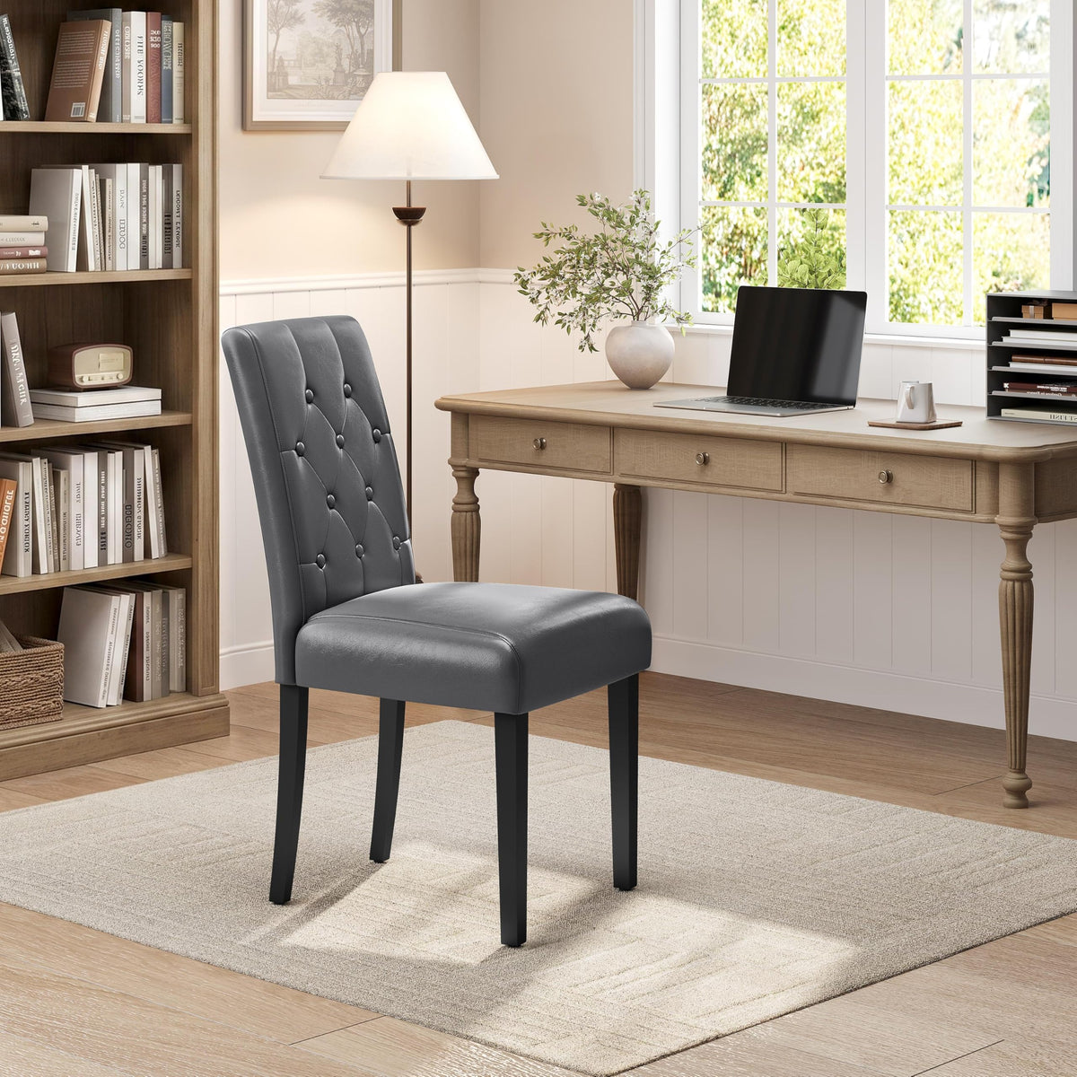 Dining Chairs Set of 2 Tufted Gray I22186