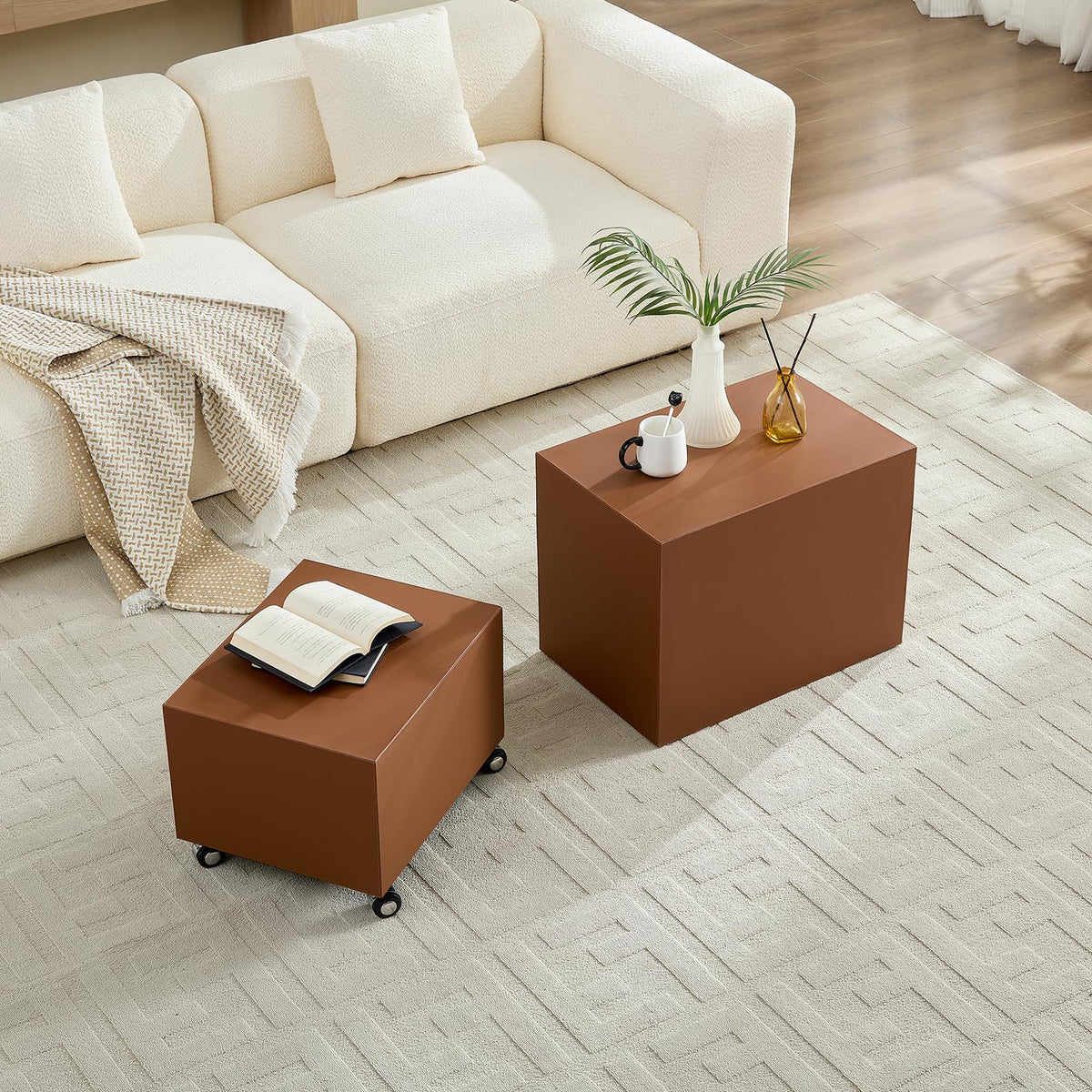 Brown MDF Leather Accent Table N185025