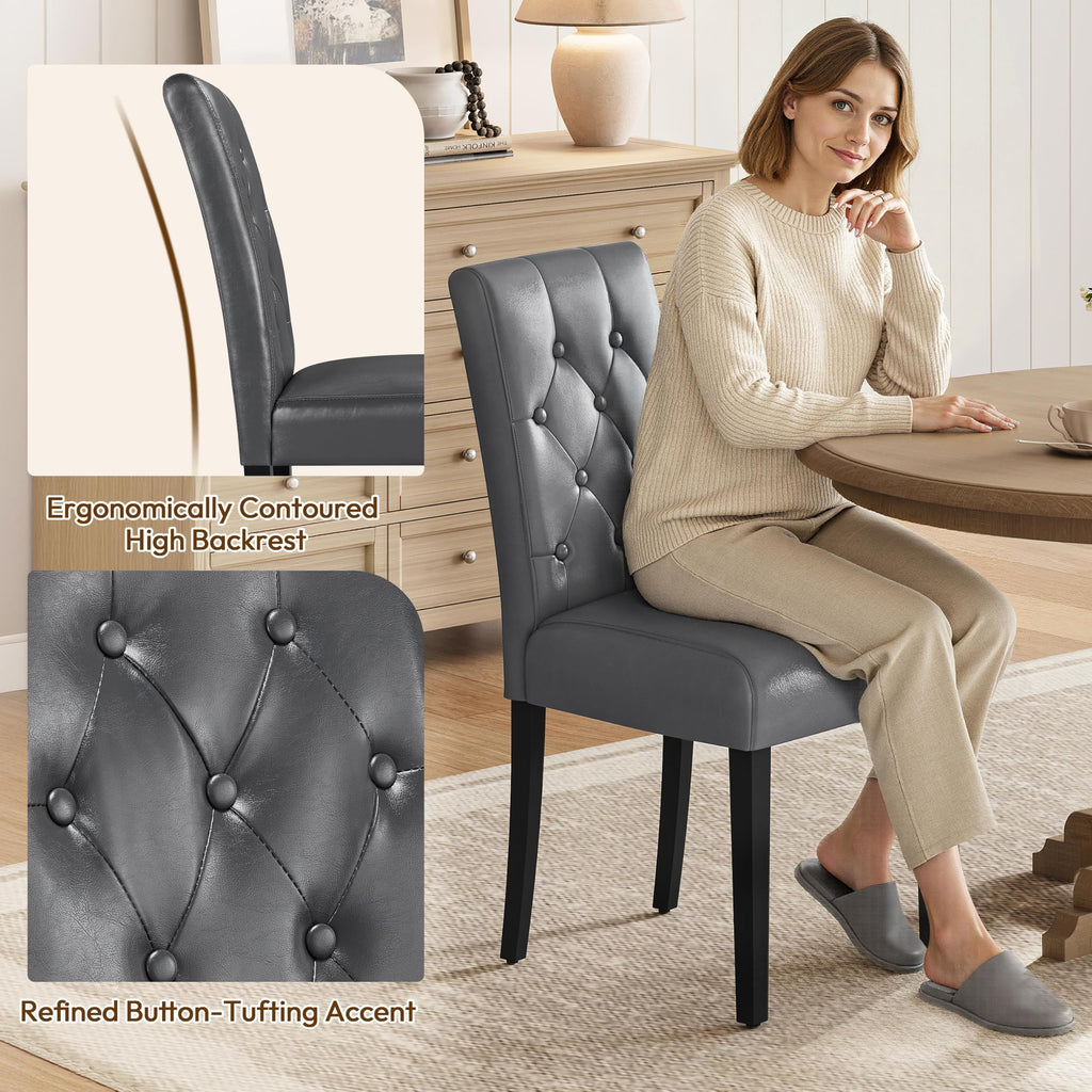 Dining Chairs Set of 2 Tufted Gray I22186