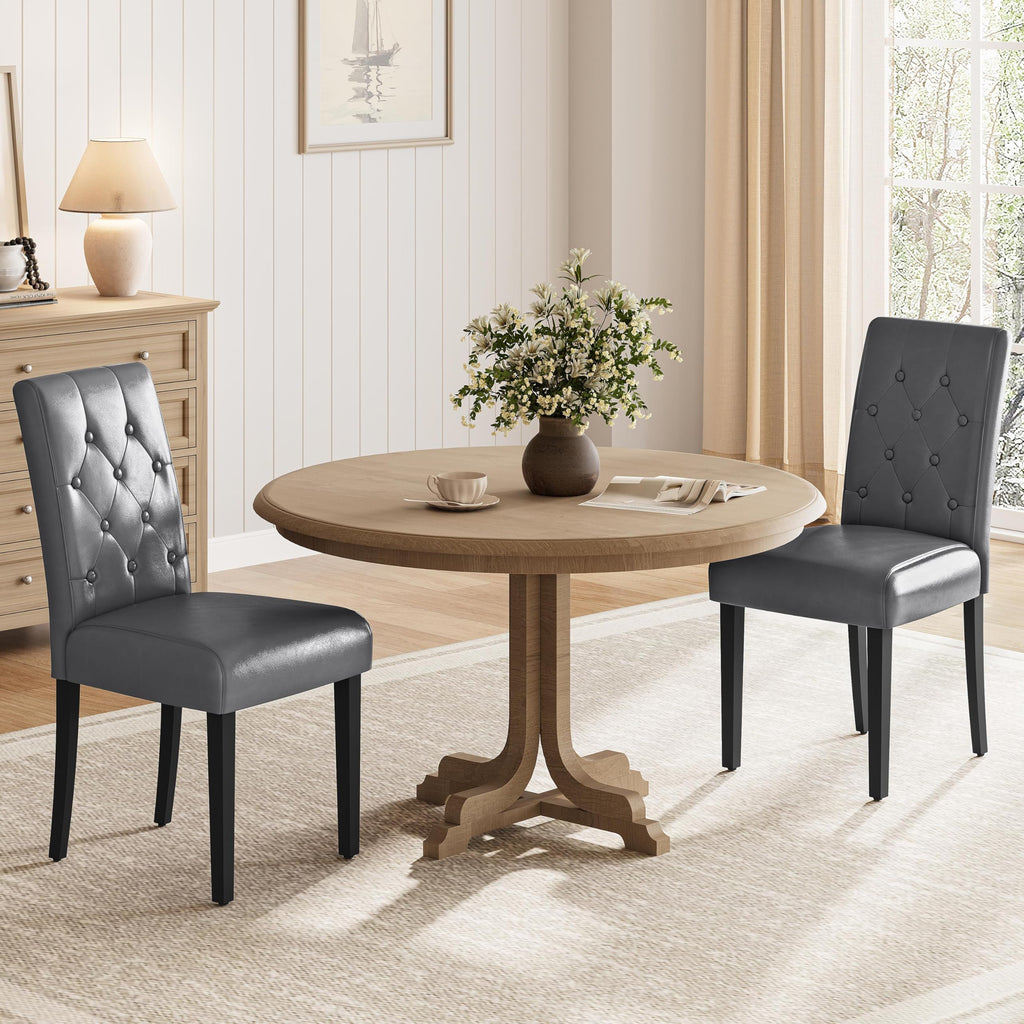 Dining Chairs Set of 2 Tufted Gray I22186