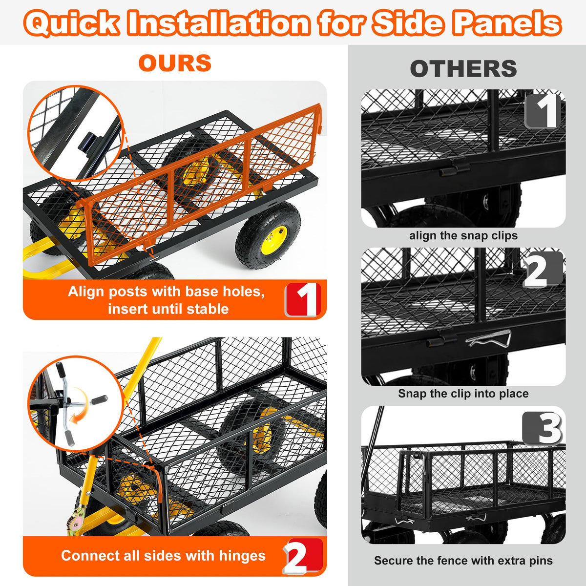 Heavy Duty Steel Garden Cart with Handle & 10" All Terrain Tires K40167