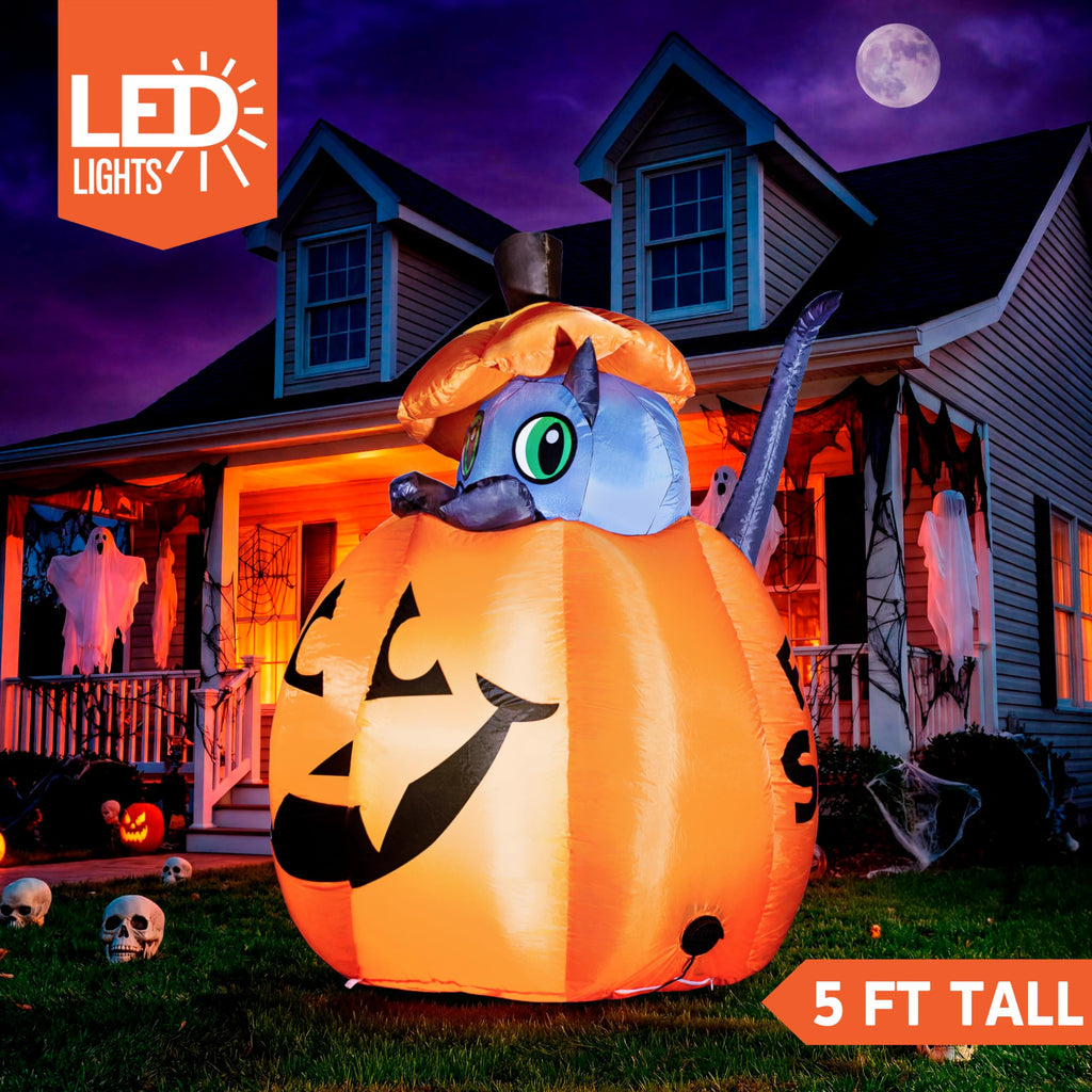 5 FT Animated Pumpkin Inflatable with LEDs A547684